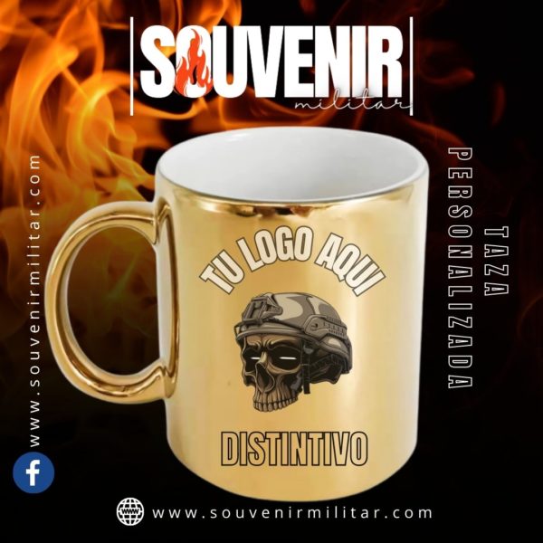 Taza Dorada Espejo 11 Oz. Diseños personalizados - Souvenir Militar - laredox