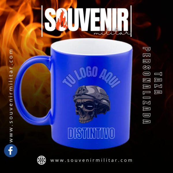 Taza color azul con efecto térmico 11 Oz. Diseños personalizados - souvenir militar - laredox